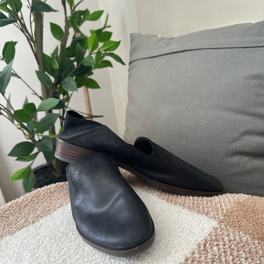 Lucky Brand Black Leather Slip-On Shoes